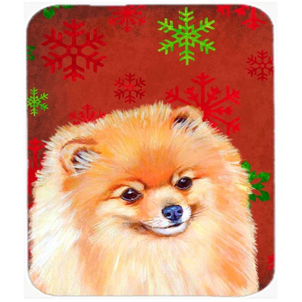 Skilledpower Pomeranian Red And Green Snowflakes Christmas Mouse Pad; Hot Pad Or Trivet - 7.75 x 9.25 In. SK236152